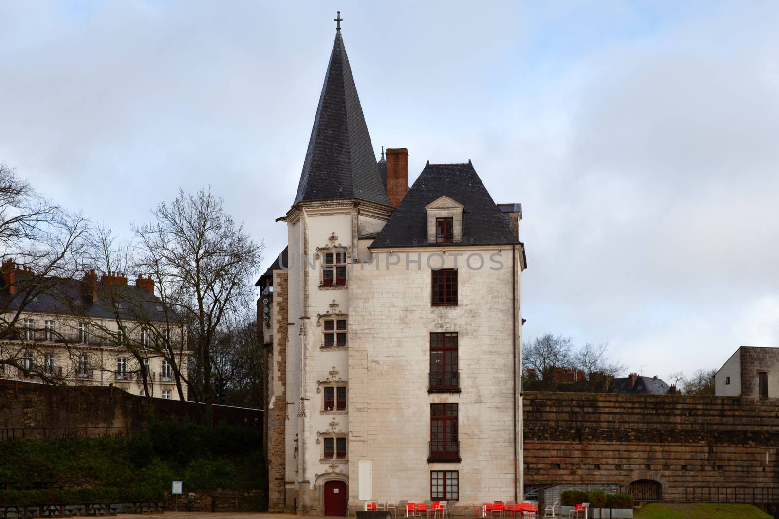 Nantes, France: 22 February 2020: Courtyard Castle of the Dukes of Brittany