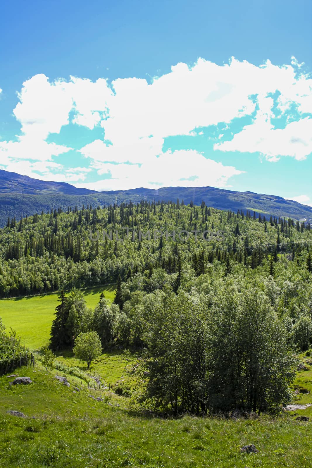 Spectacular landscape, clouds row in beautiful Hemsedal, Viken, Norway. by Arkadij