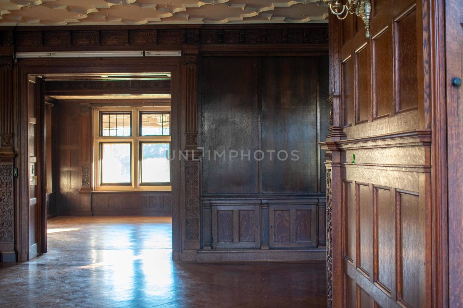 Looking Inside an Old Building With an Antique Dark Brown Wood I by bju12290