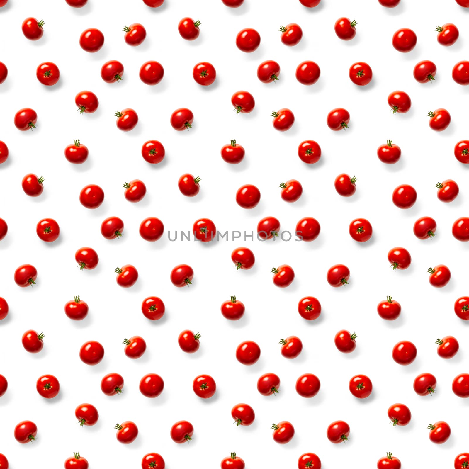 Seamless pattern with red ripe tomatoes. Tomato isolated on white background. Vegetable abstract seamless pattern. Organic Tomatoes flat lay by PhotoTime