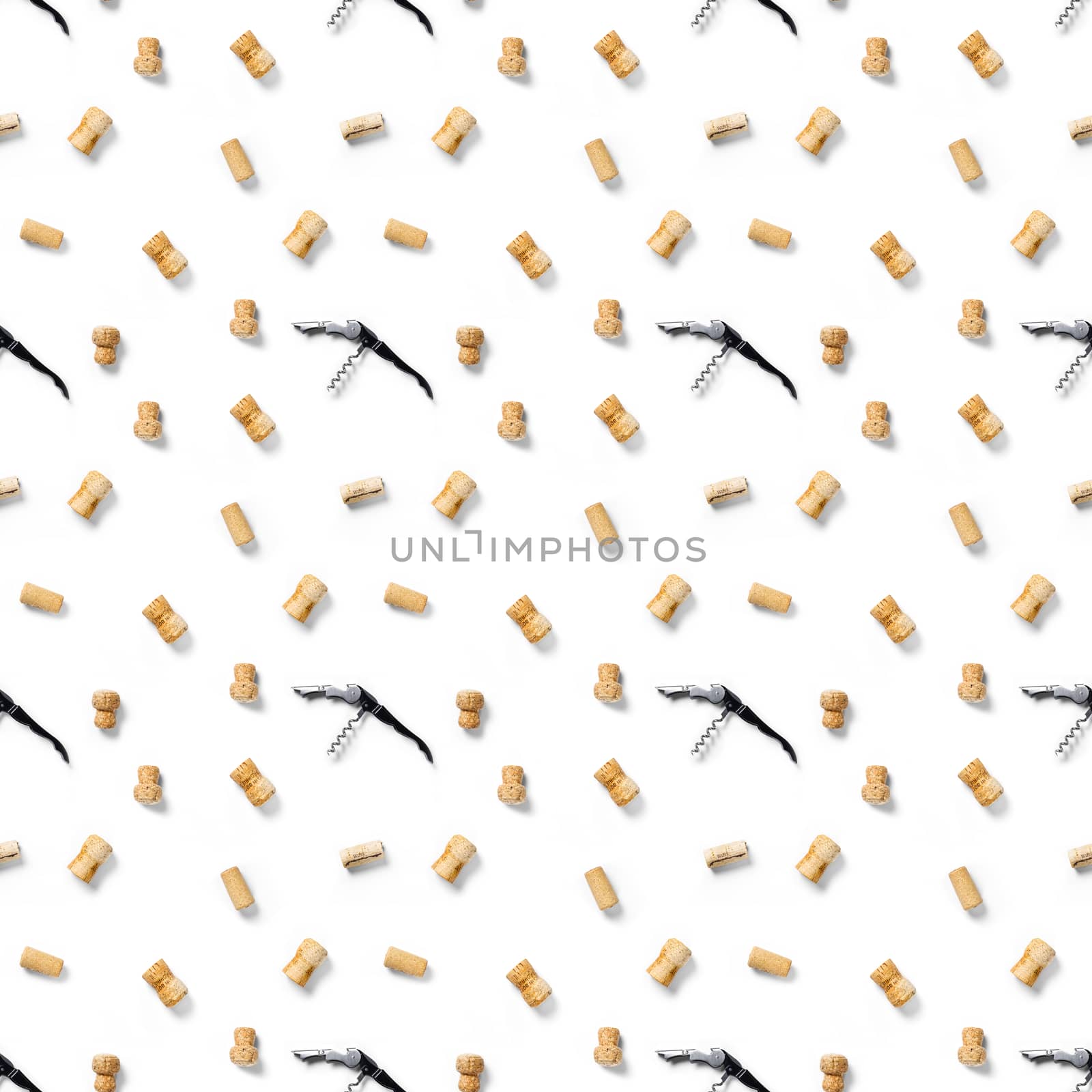 seamless pattern wine corks on a white backlit background. wine seamless pattern with corks and corkscrew for fabric print, paper print, wallpapers, design. by PhotoTime
