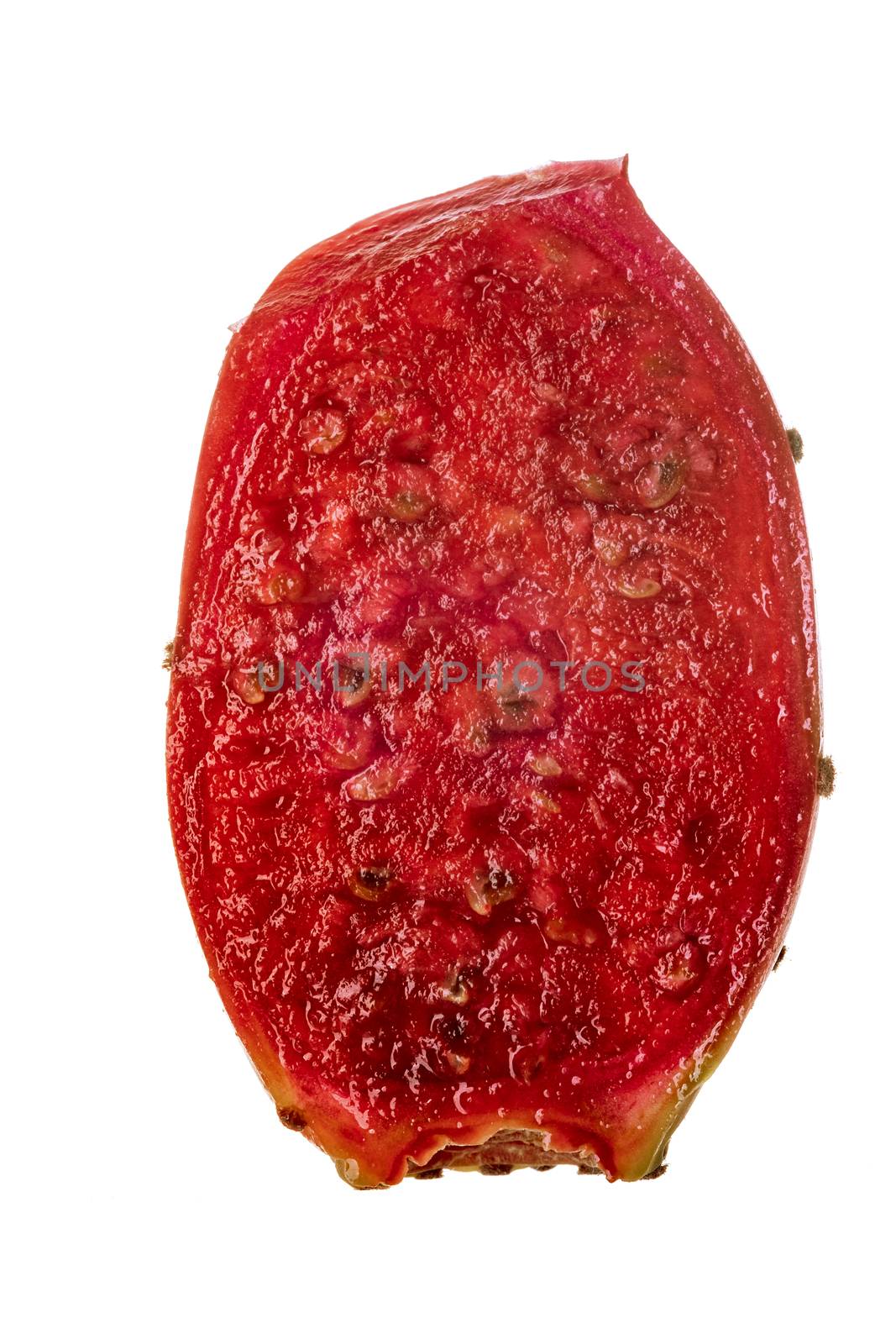 Various peeled cactus fruit, opuntia isolated on a white background