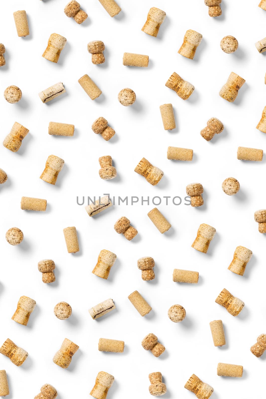 wine corks background on a white backlit background. wine background with corks and corkscrew for fabric print, paper print, wallpapers, design. by PhotoTime