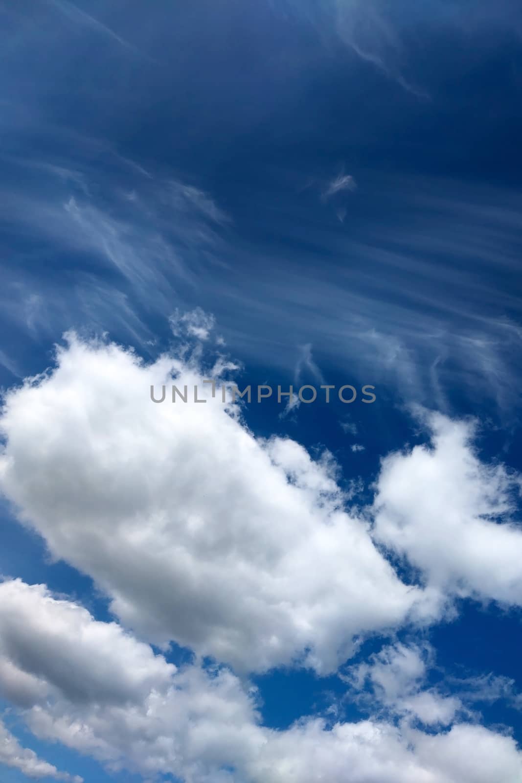 Beautiful large white clouds against the blue sky