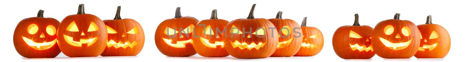 Halloween Pumpkins isolated on white by Yellowj