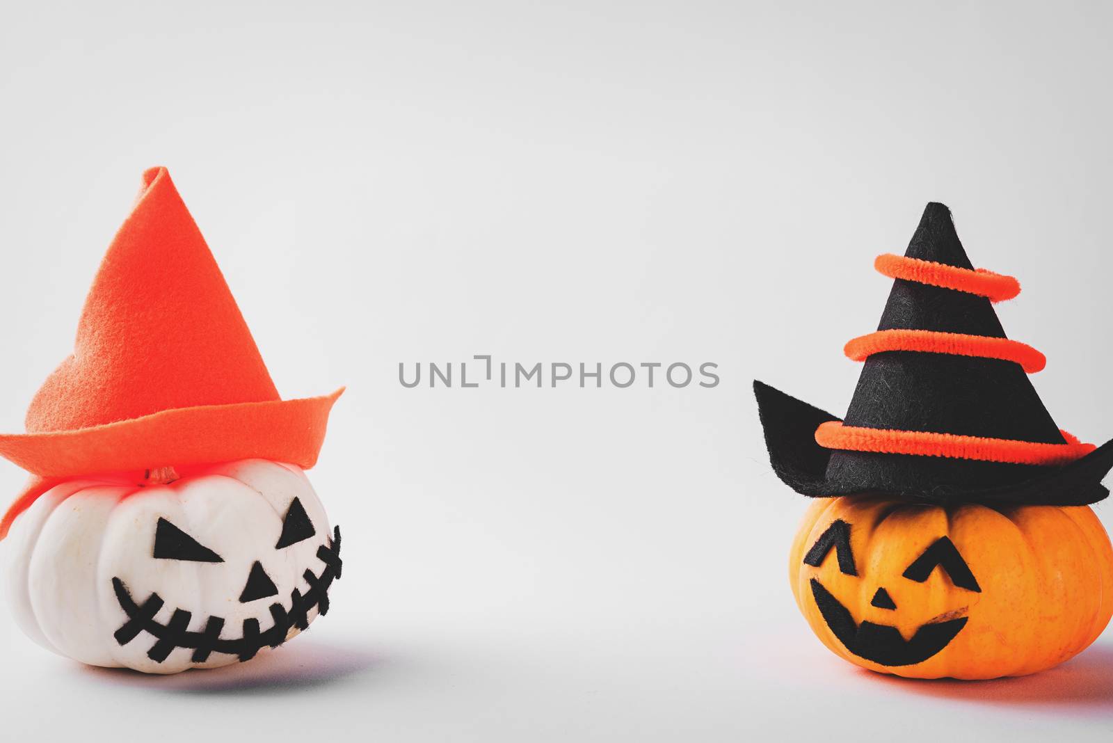 ghost pumpkin head jack lantern scary smile wear hat by Sorapop