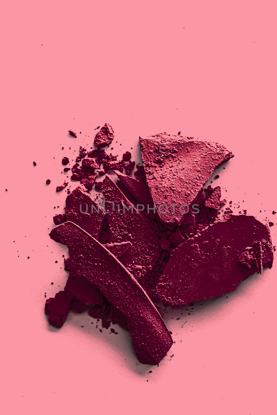 Burgundy eye shadow powder as makeup palette closeup, crushed cosmetics and beauty texture by Anneleven