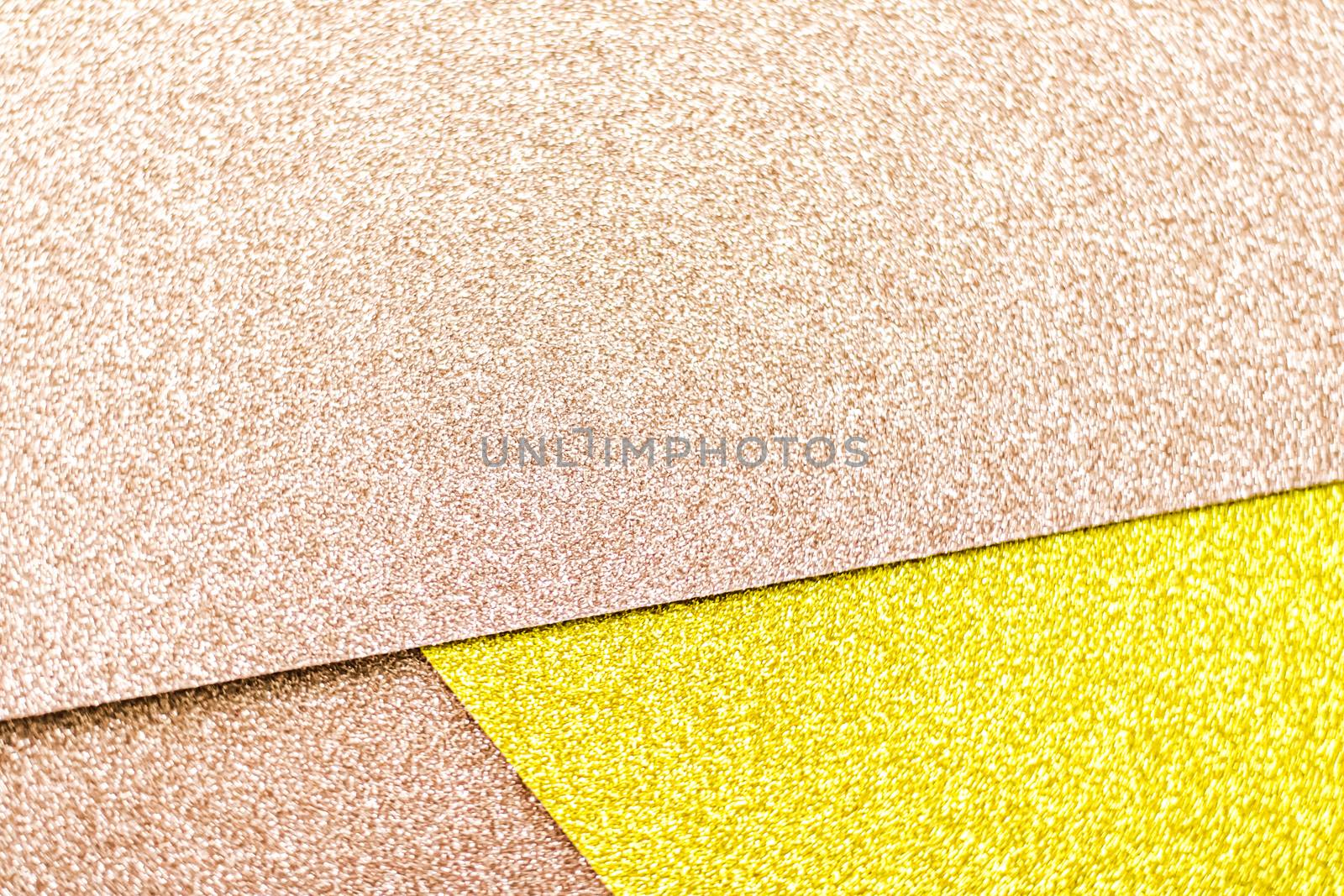 Blush pink and yellow shiny glitter paper background, abstract and holiday backdrops