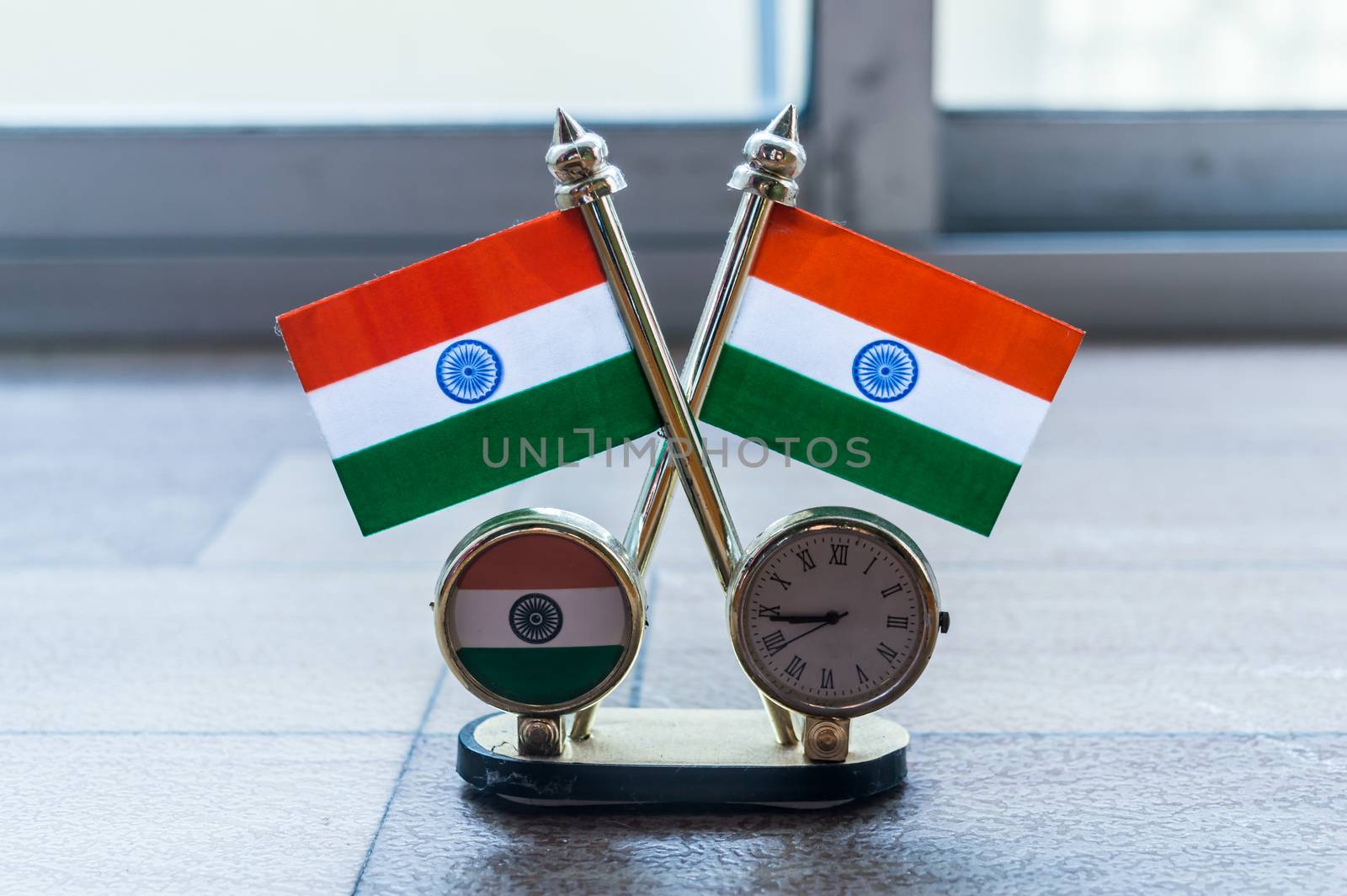 Indian flag clock. Indian Flag and Table Clock Flag. Flag with Golden Clock with Oval Shape Stand useful for Car Dashboard Desk Office Table Decoration. Home Decor Use and Gift object.