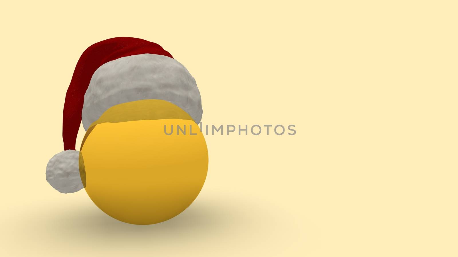 Christmas background with santa clause red hat isolated with copy space for text. Santa claus red cap with white pumpkin isolated on beautiful background