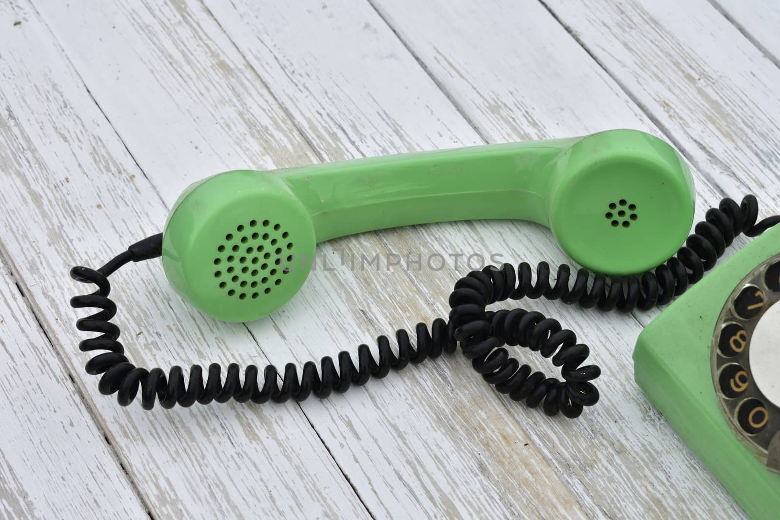 off-hook green color, on the table