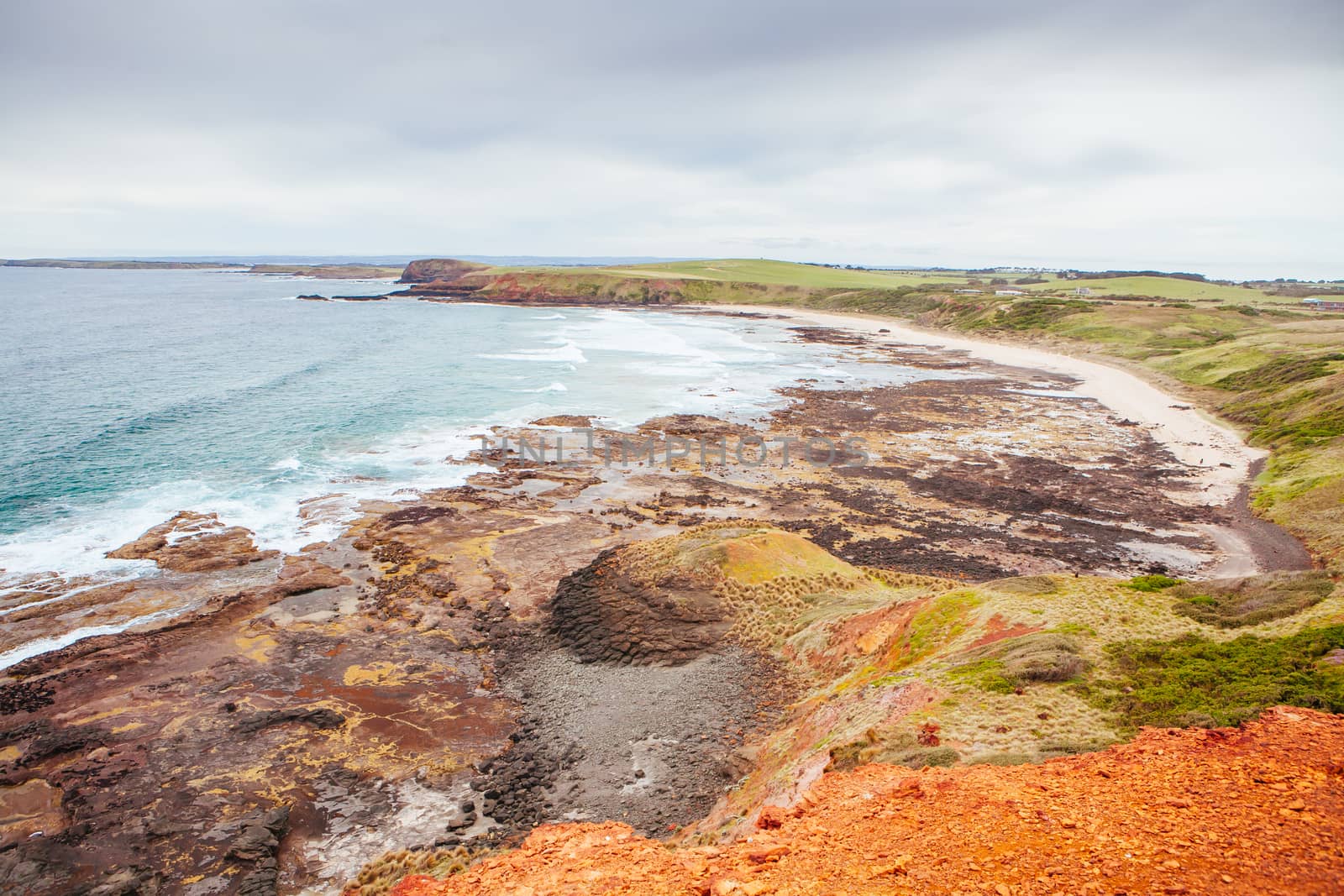 Pyramaid Rock and surrounding landscape in Philip Island, Victoria, Australia