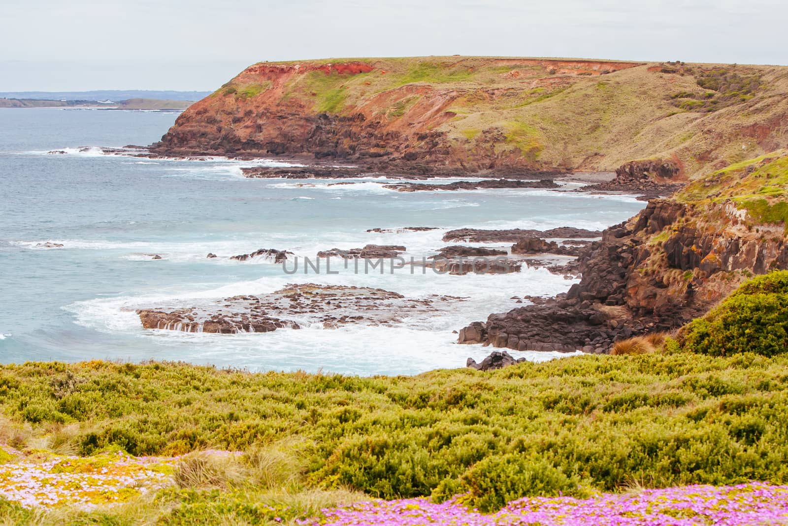 Pyramaid Rock and surrounding landscape in Philip Island, Victoria, Australia