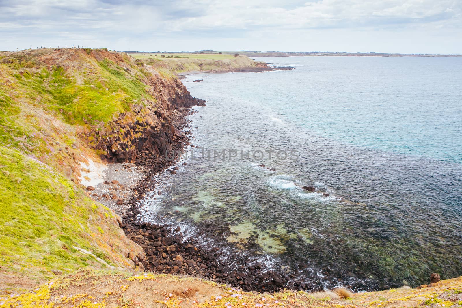 Pyramaid Rock and surrounding landscape in Philip Island, Victoria, Australia