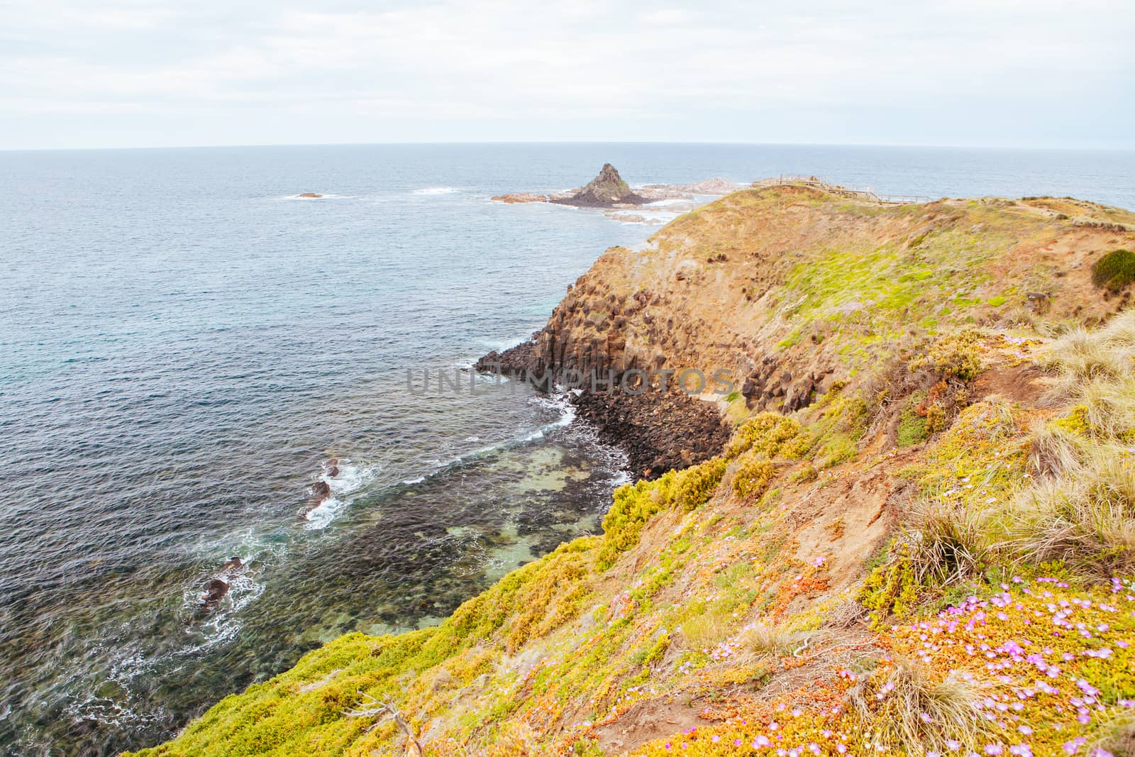 Pyramaid Rock and surrounding landscape in Philip Island, Victoria, Australia