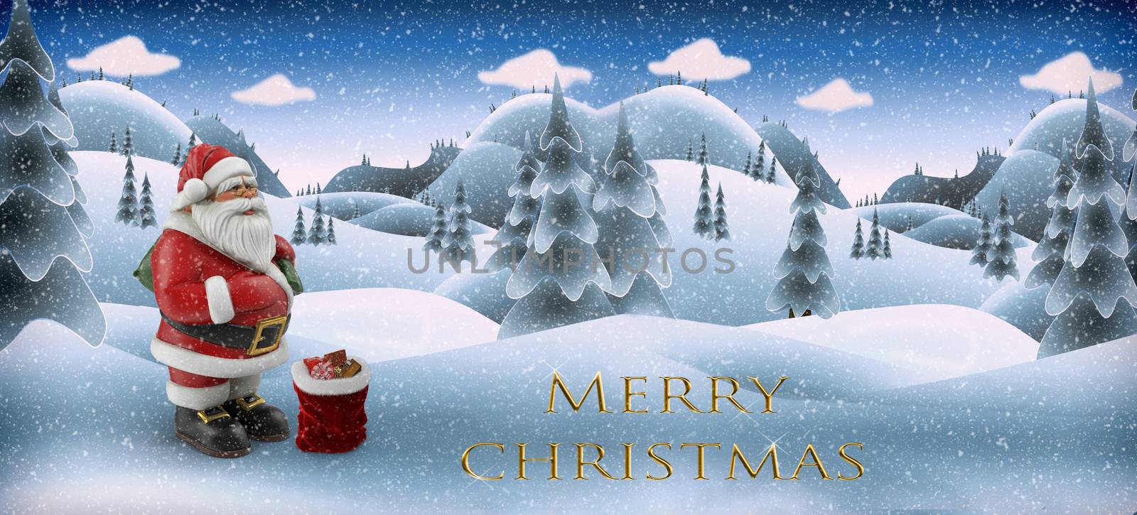 Beautiful Christmas card with Santa Claus and gifts. by georgina198