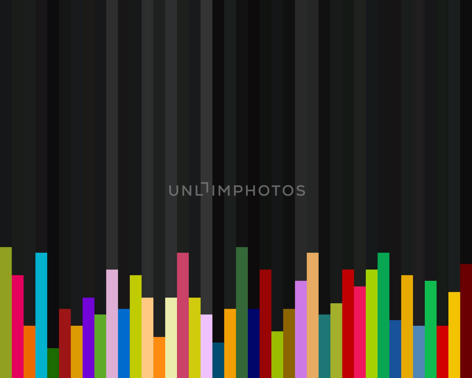 Abstract colorful infographics bars with black background for reporting purpose