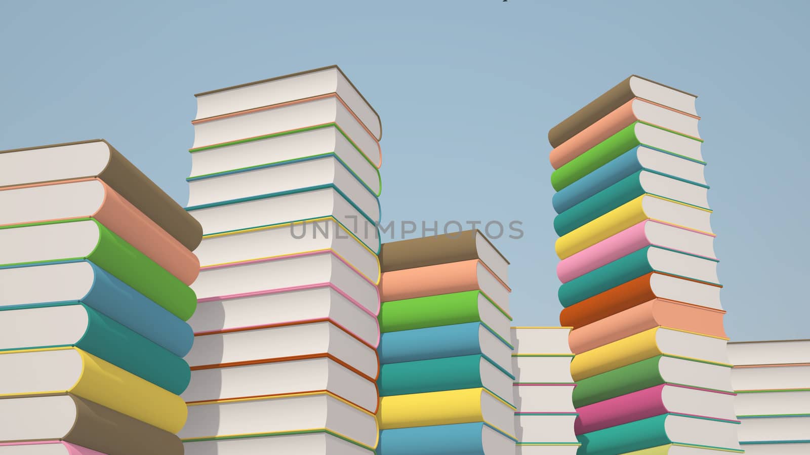 Stacks of colorful books by frameshade