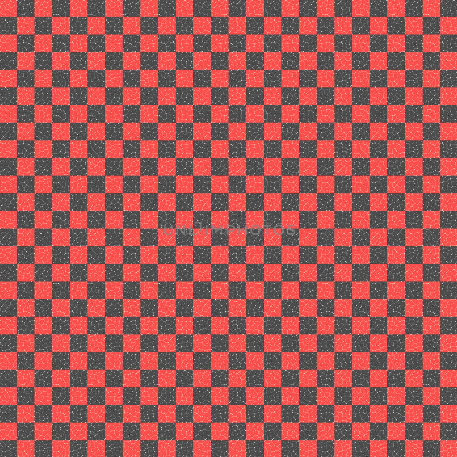 red and black checkered with mosaic cells over it, abstract background