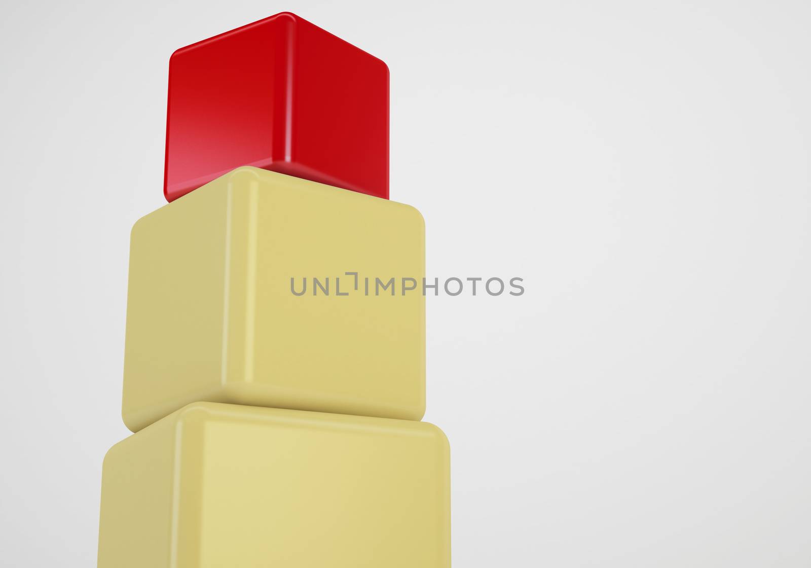 red box showing leader, 3d cubes stack concept
