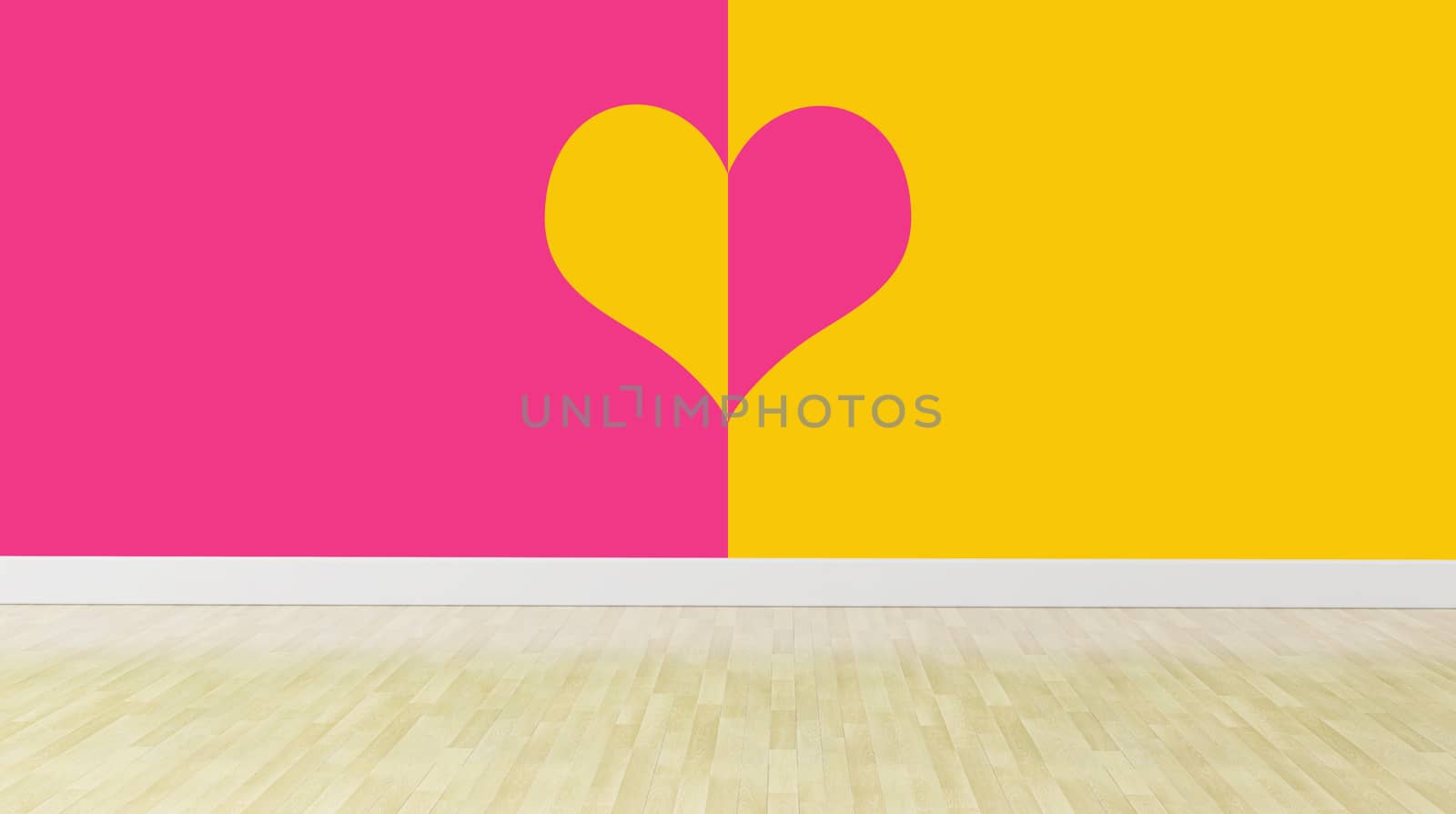 two color wall with heart shape, interior