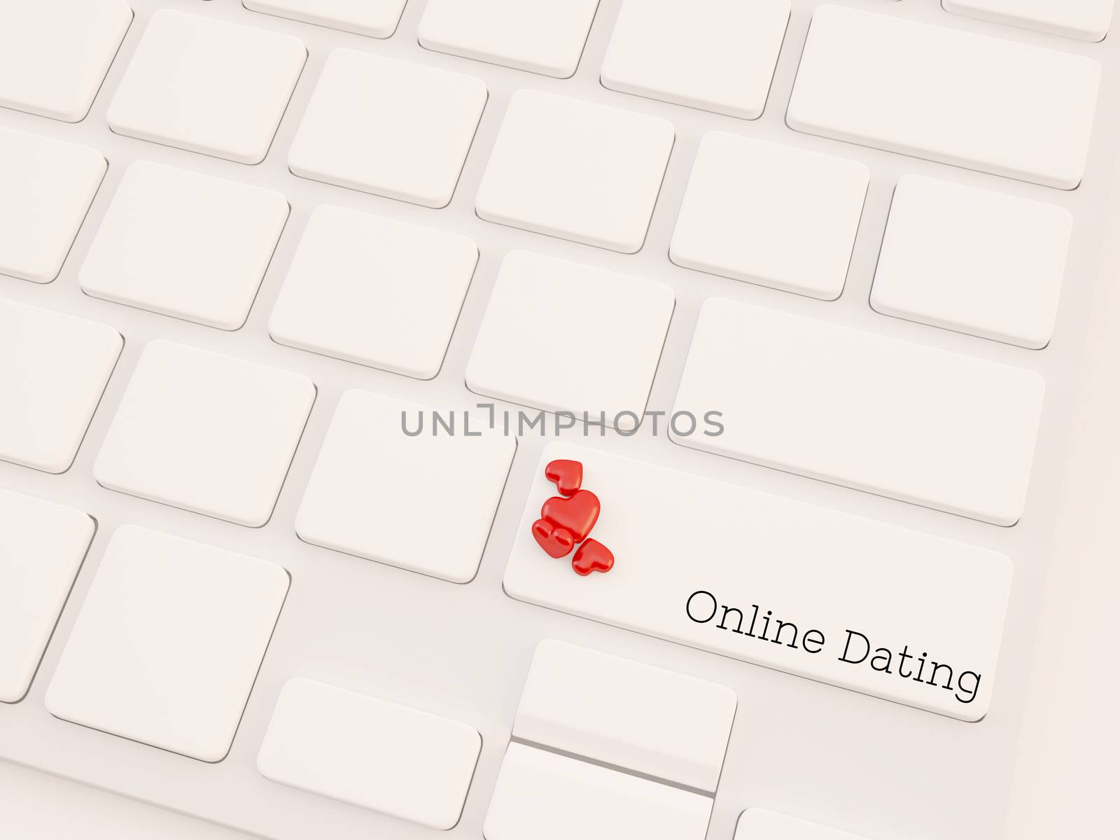online dating concept with small heart shape, 3d render 