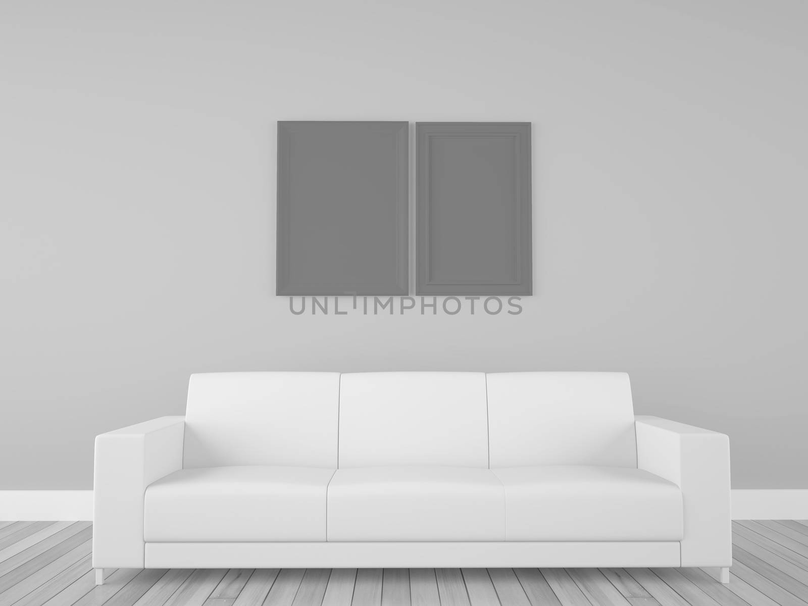 blank frame with sofa in interior