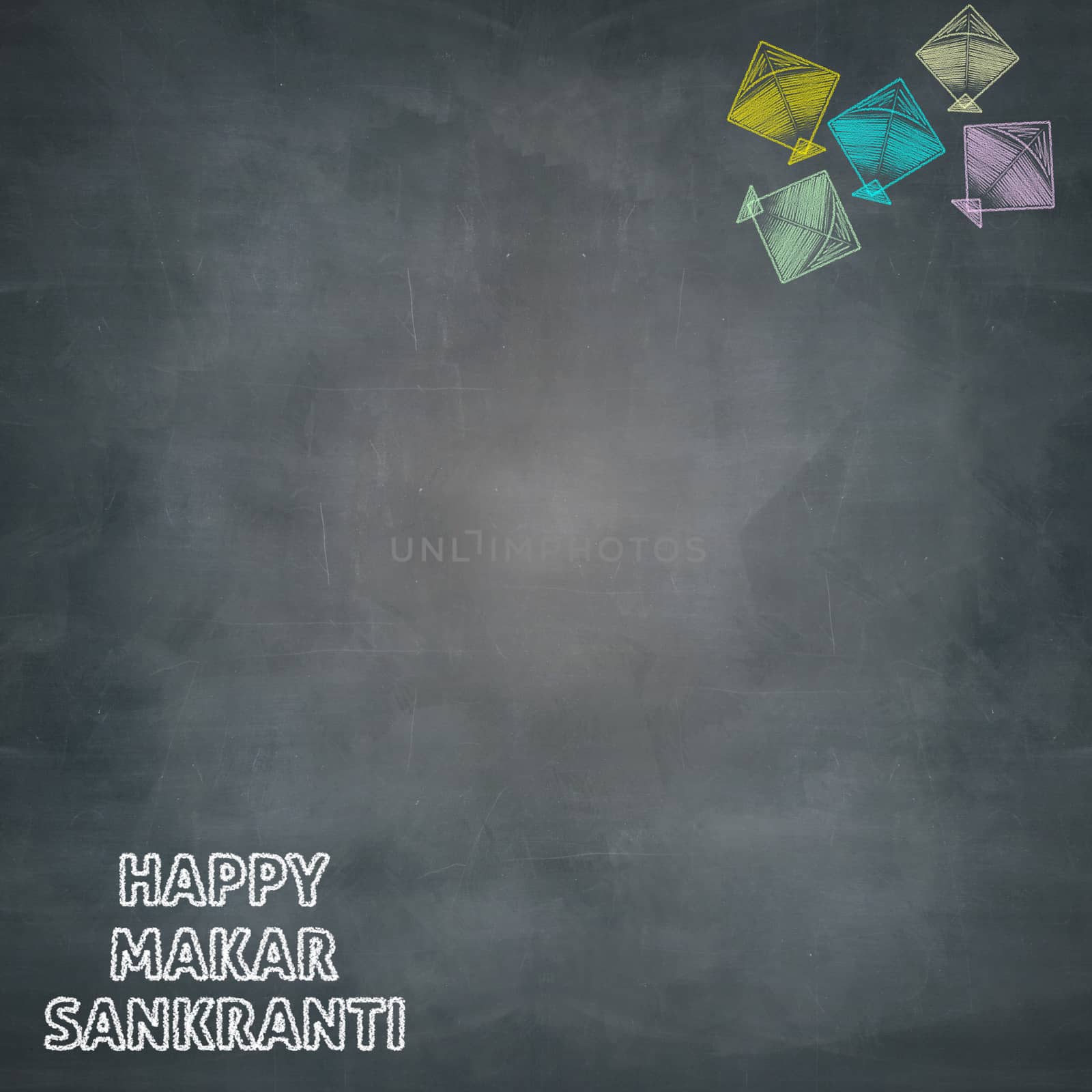 happy makar sakrat illustration on chalkboard