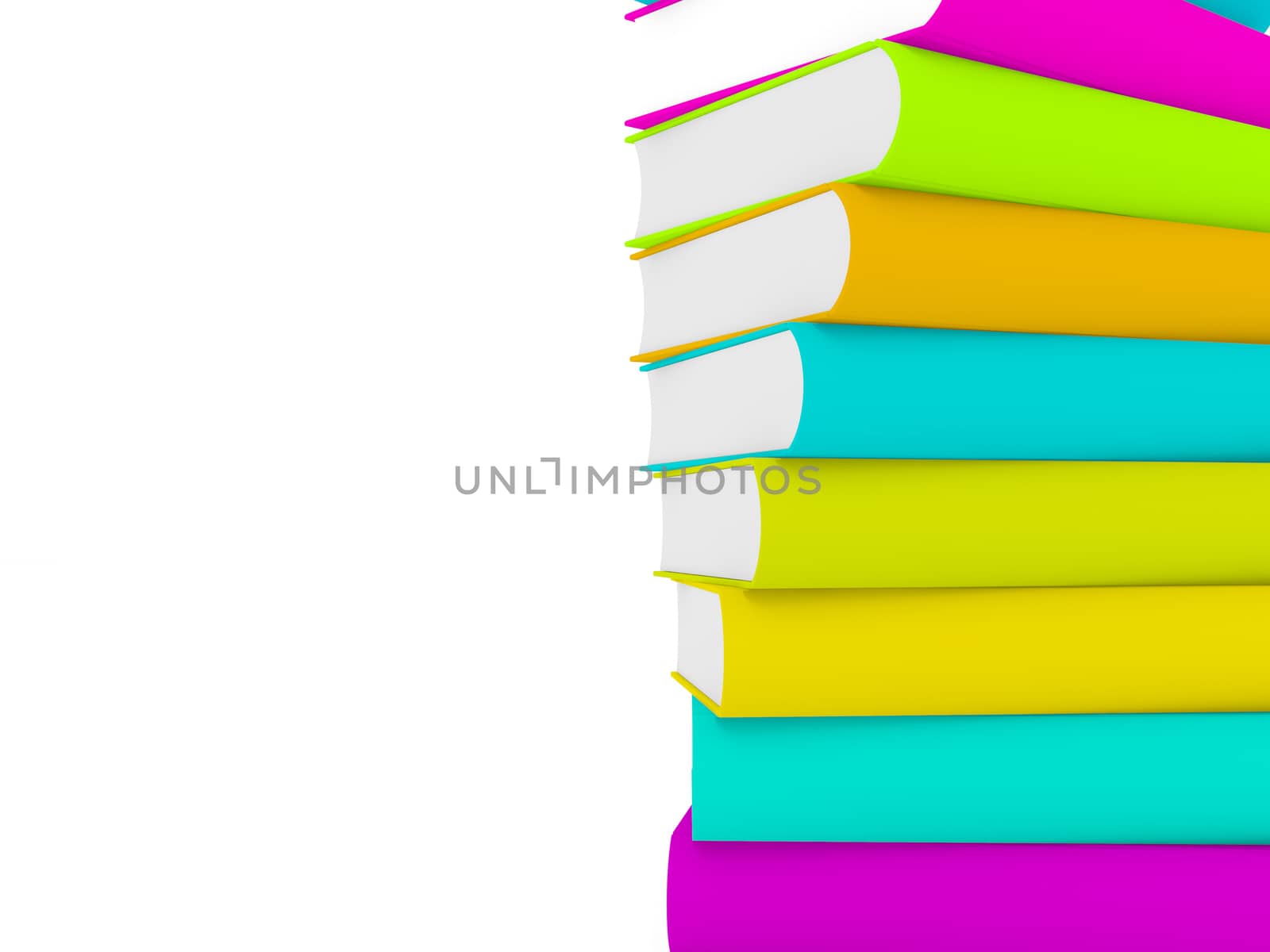 3d multicolored books, one over another