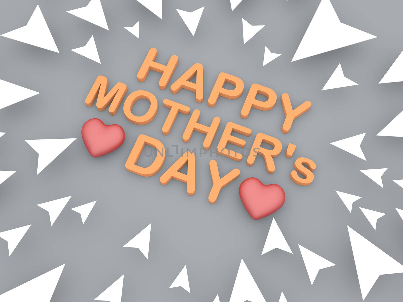 happy mothers day text with heart shape object pointing arrow