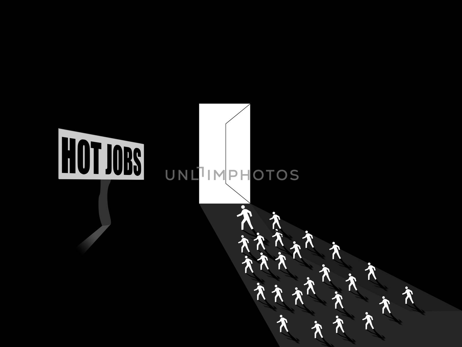 running through hot job, employement concept