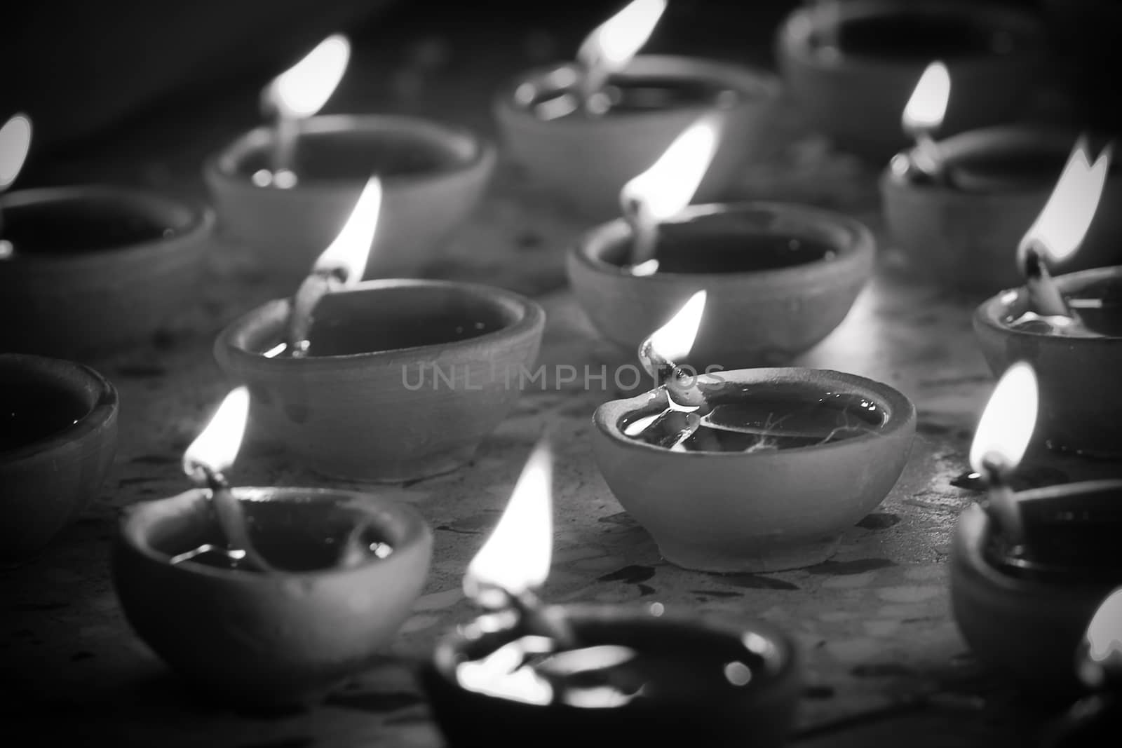 desaturated image of traditional oil lamp