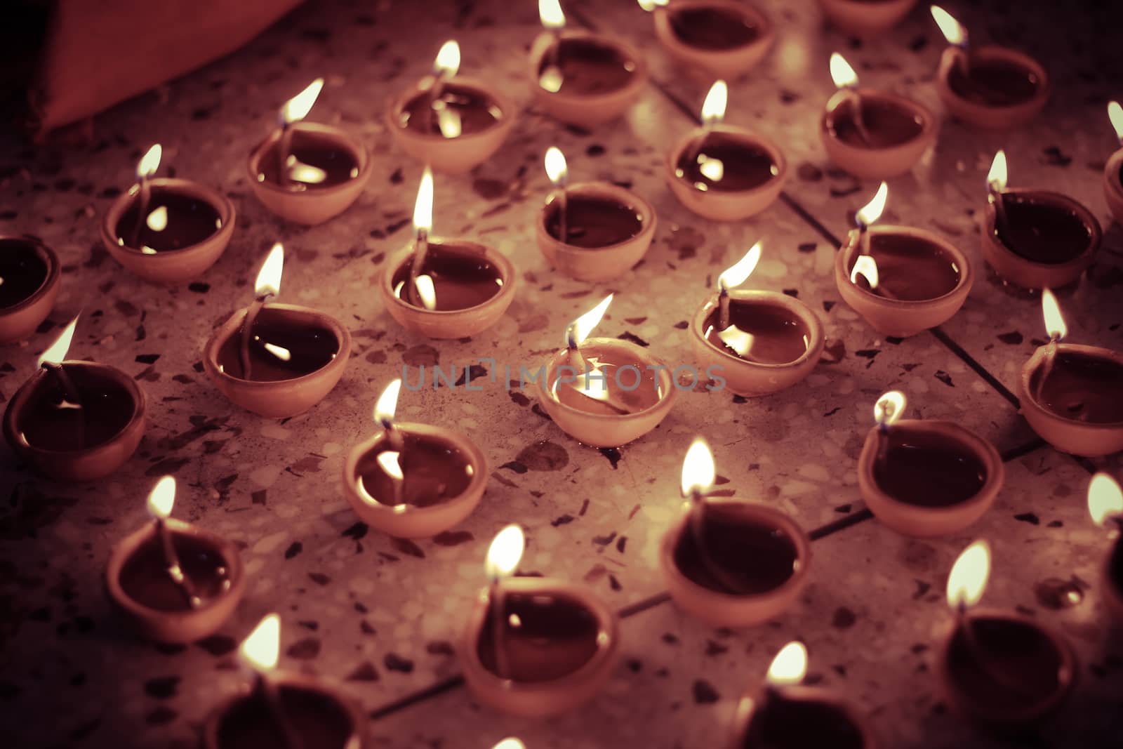 multiple traditional oil lamp, diwali celebration