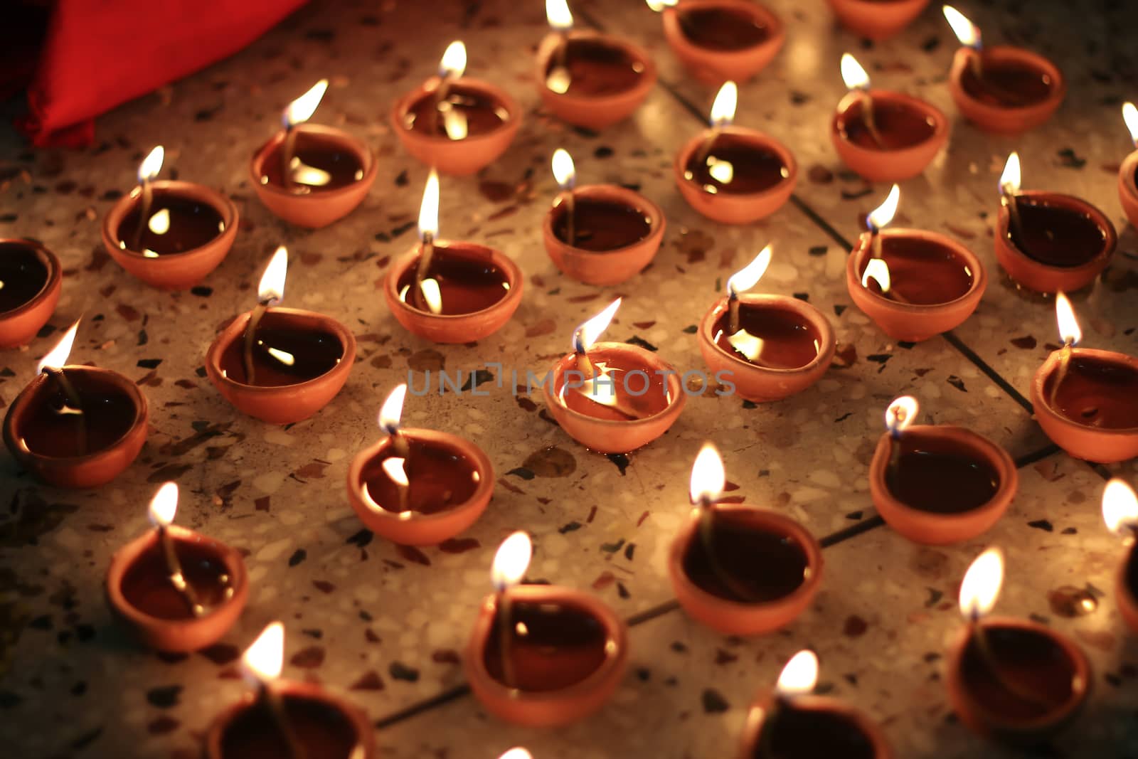 traditional oil lamps on diwali