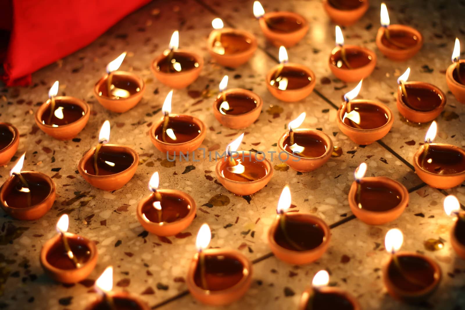 oil lamps on diwali festival