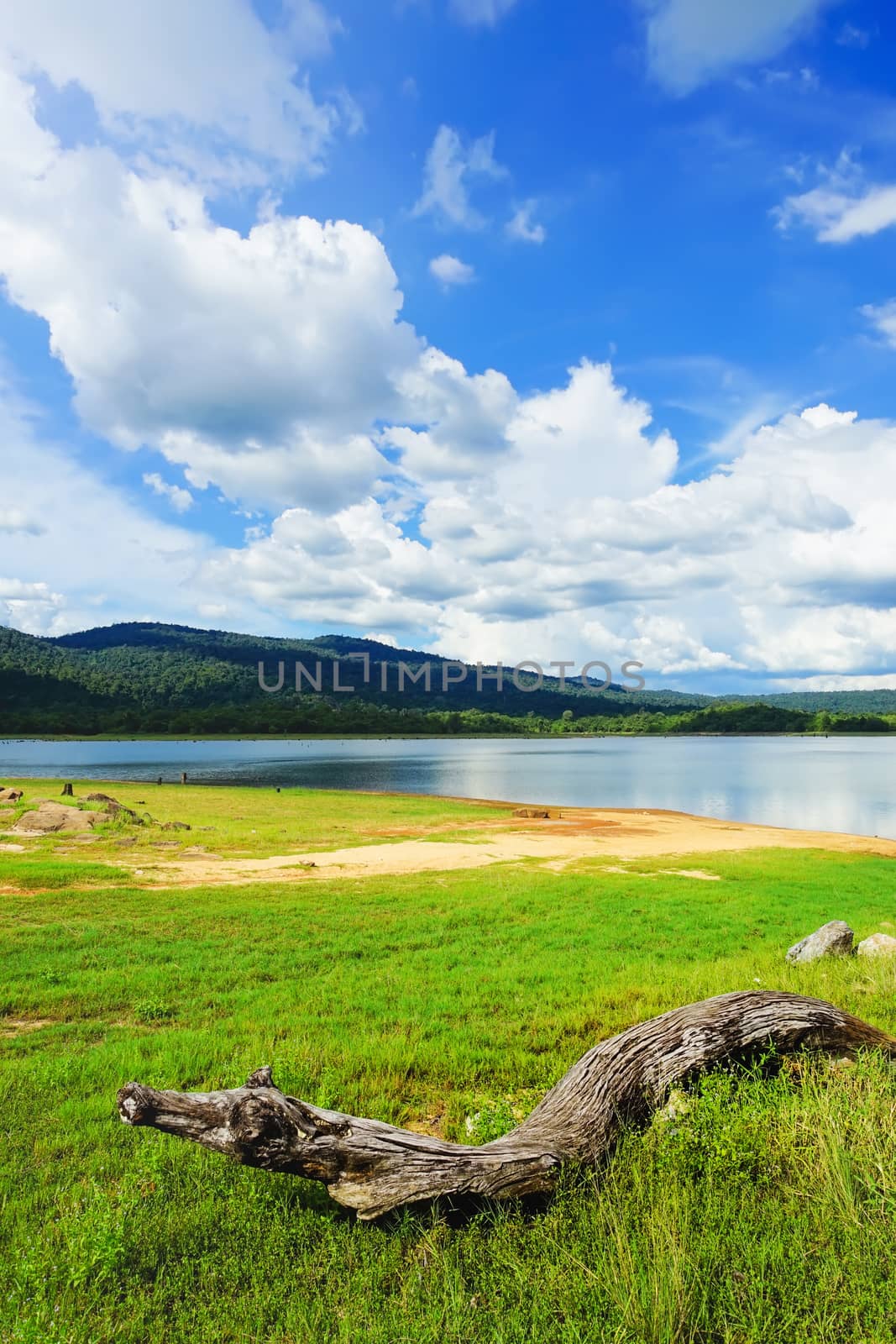 Beautiful landscape of Tha Krabak reservoir in Sa Kaeo province, Thailand.