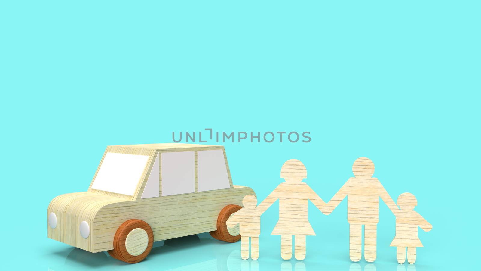 The Glass jars with coins and car wood for saving content 3d rendering.