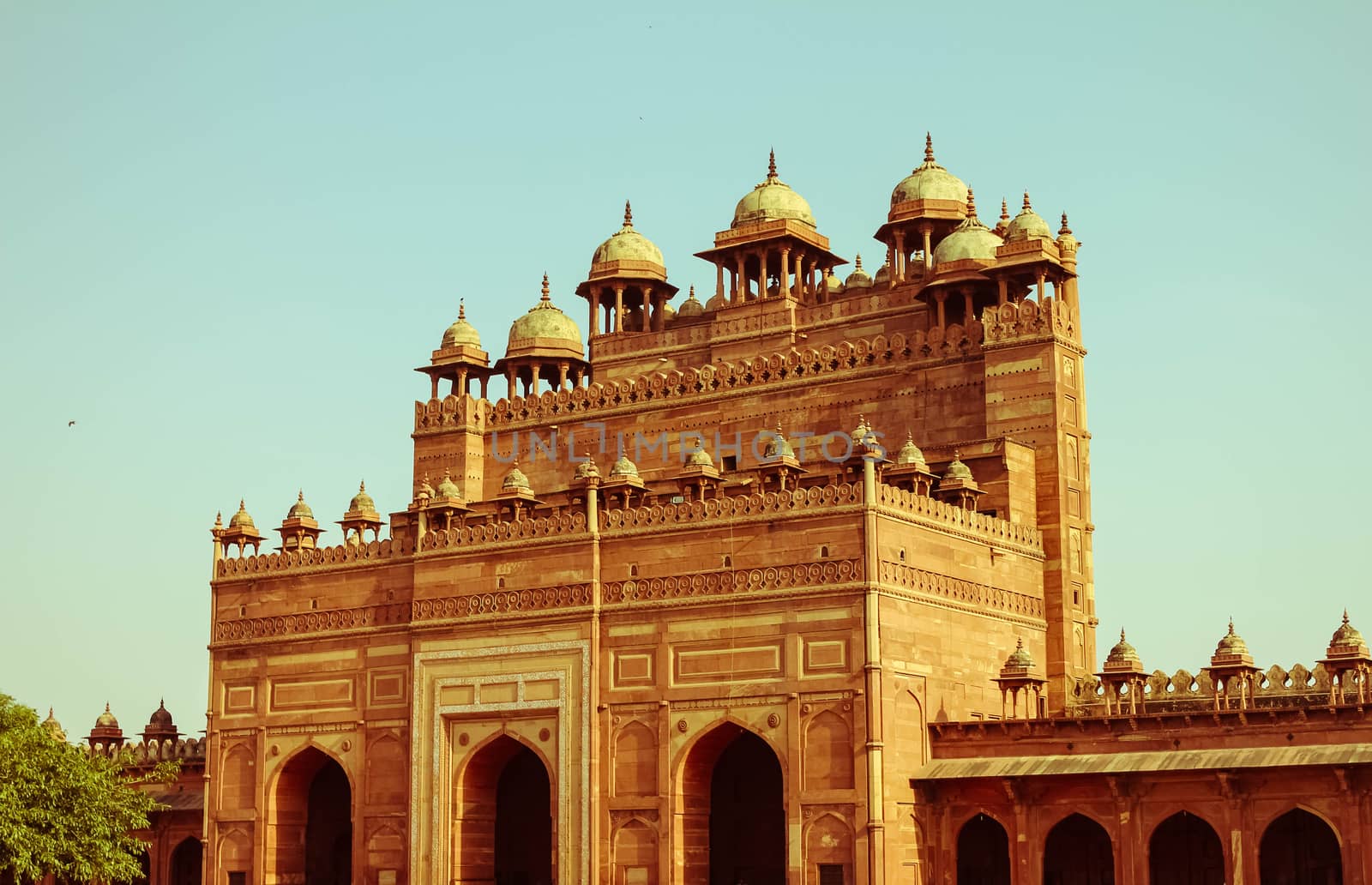 Buland Darwaza, the 54 meters high entrance to Fatehpur Sikri complex, Uttar Pradesh, India, retro effect