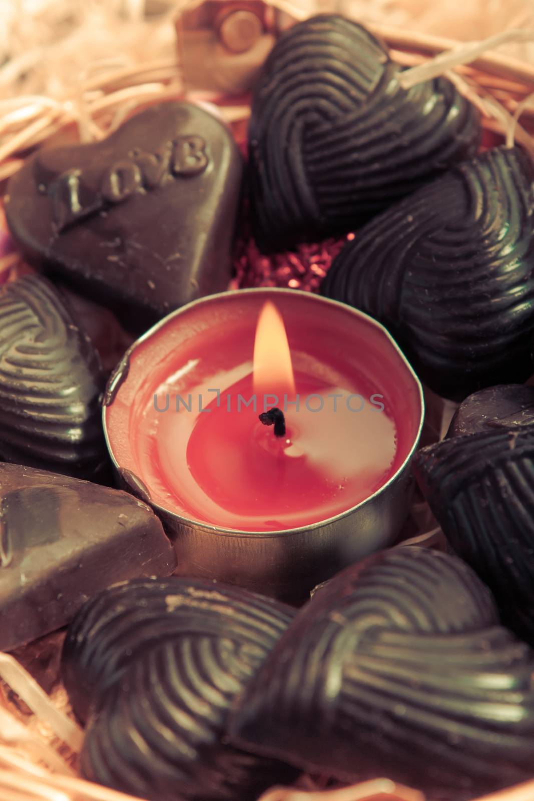 candle around chocolates - retro style by frameshade