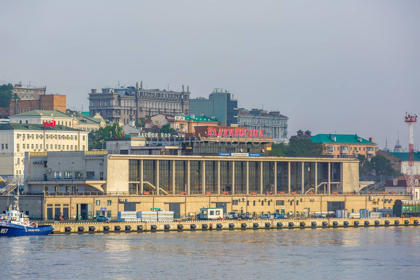 Summer, 2016 - Vladivostok, Russia - The building of the Vladivostok seaport.