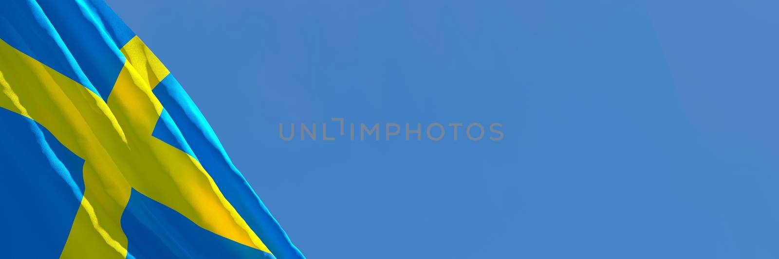 3D rendering of the national flag of Sweden waving in the wind by butenkow