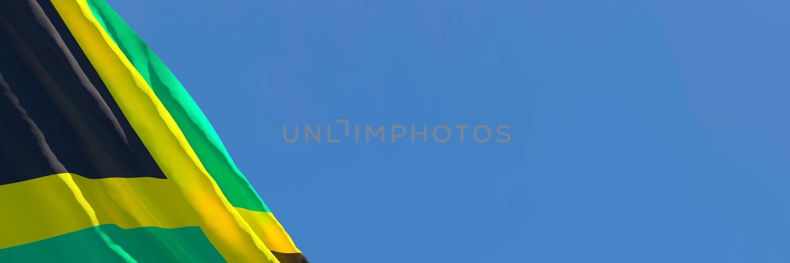 3D rendering of the national flag of Jamaica waving in the wind by butenkow