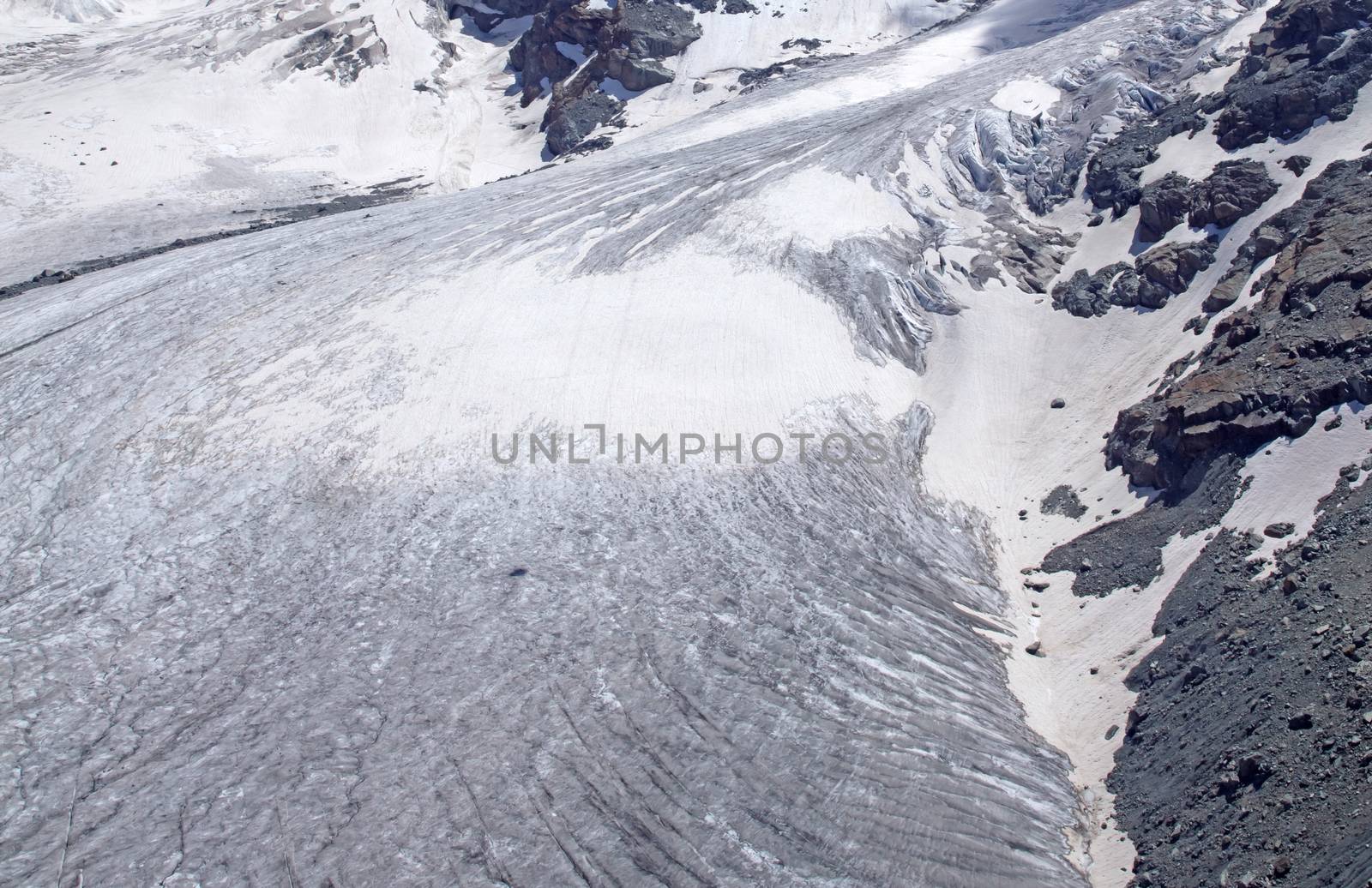 Closeup of a glacier in the Alps