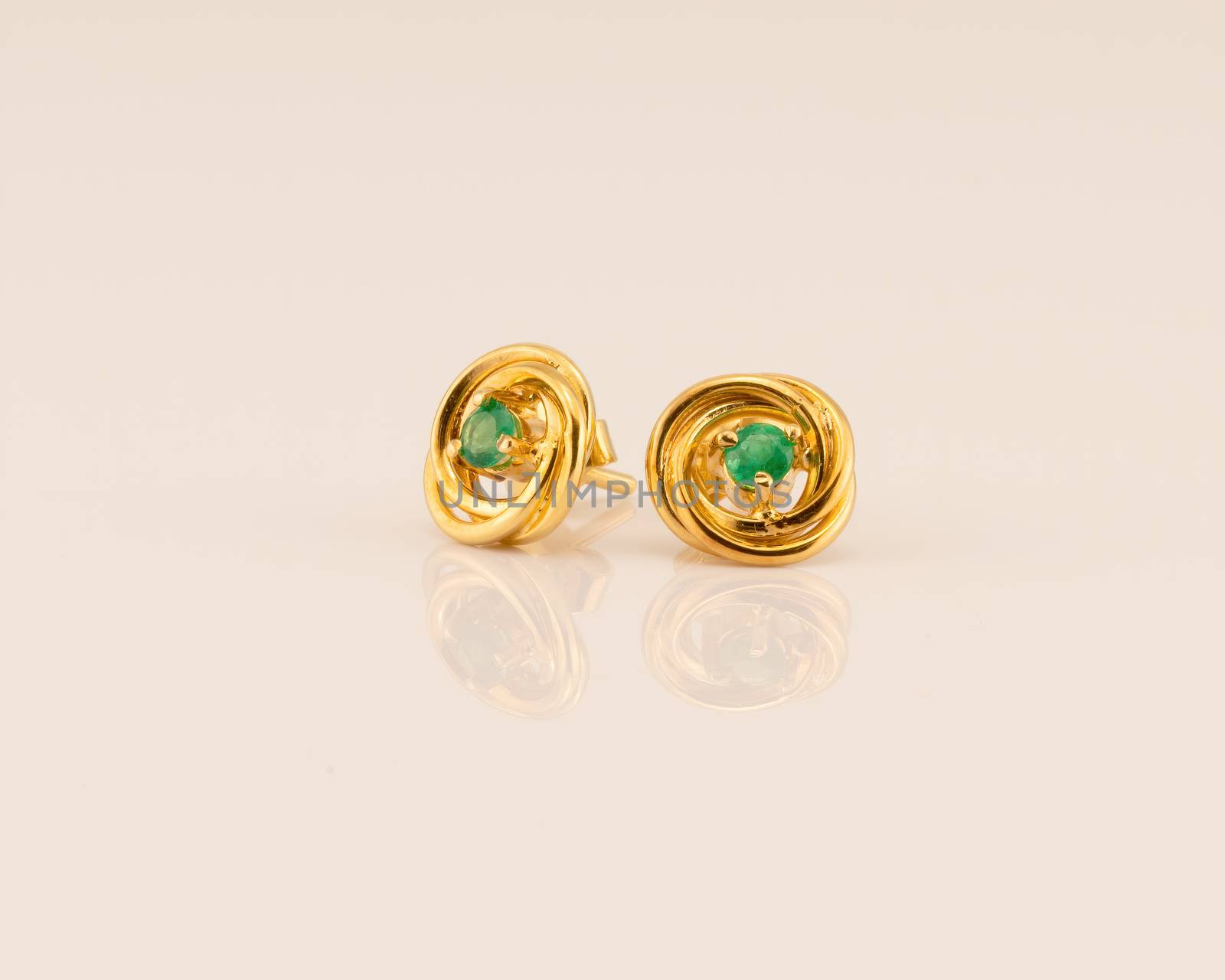 Pair Of Emerald And Gold Earrings by 	JacksonStock