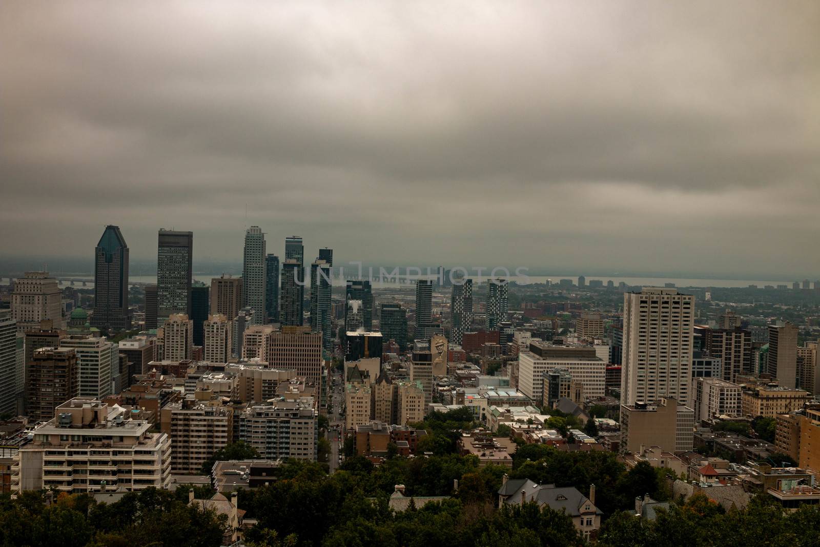 Montreal skyline view from the popular Mont Royal Lookout. High quality photo