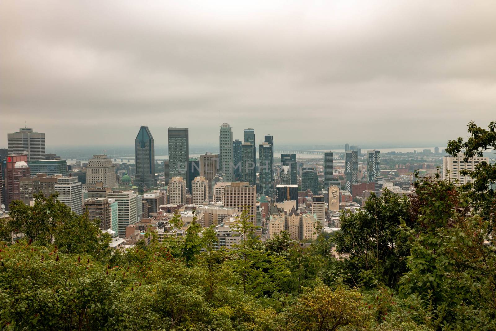 Montreal skyline view from the popular Mont Royal Lookout by mynewturtle1