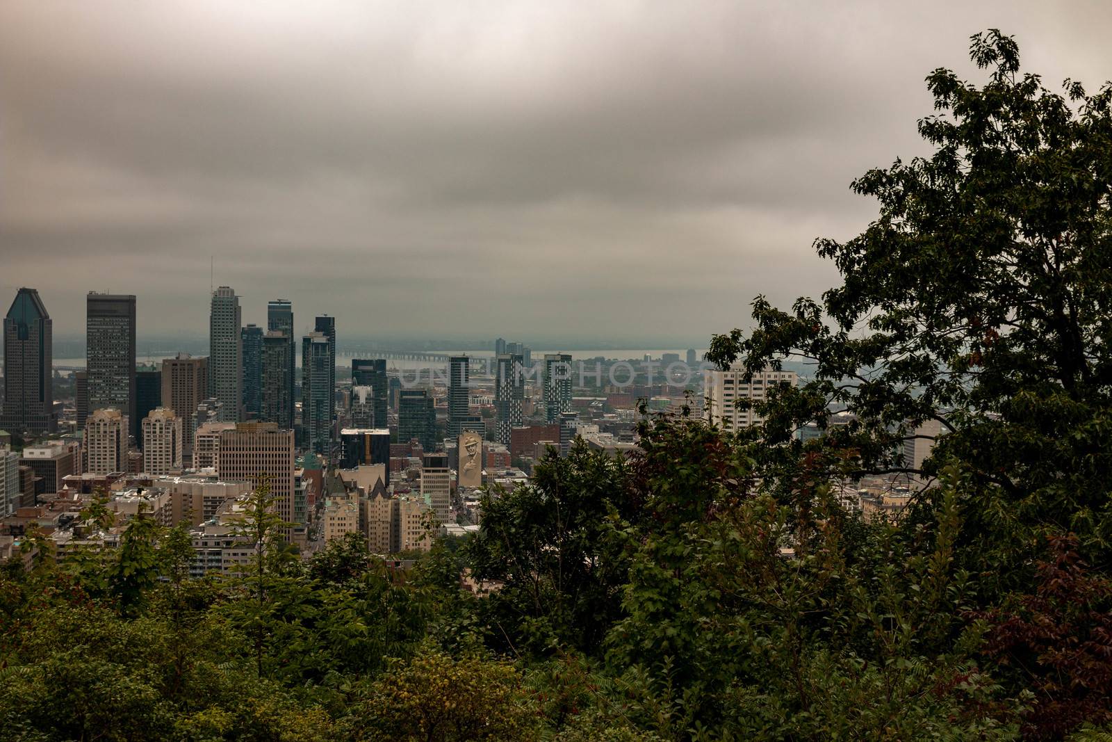 Montreal skyline view from the popular Mont Royal Lookout. High quality photo