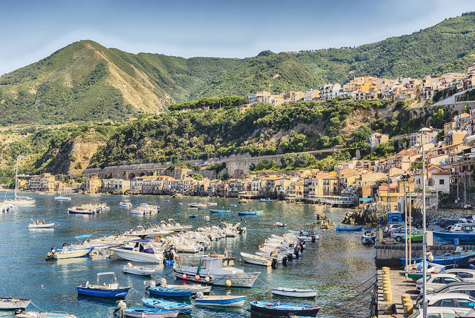 Beautiful seascape in the seaside village of Chianalea, fishermen's district and fraction of Scilla, Calabria, Italy