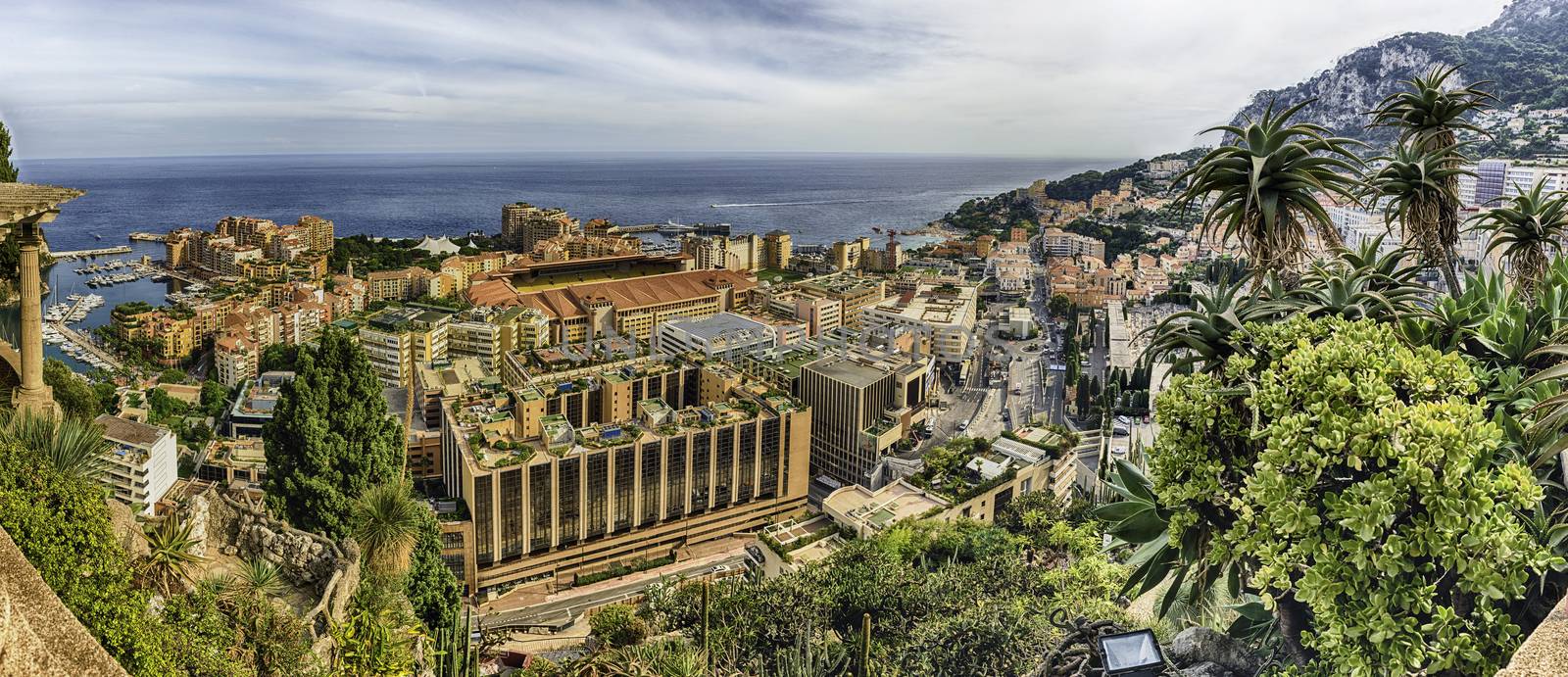 Panoramic view of Fontvieille district in the Principality of Mo by marcorubino