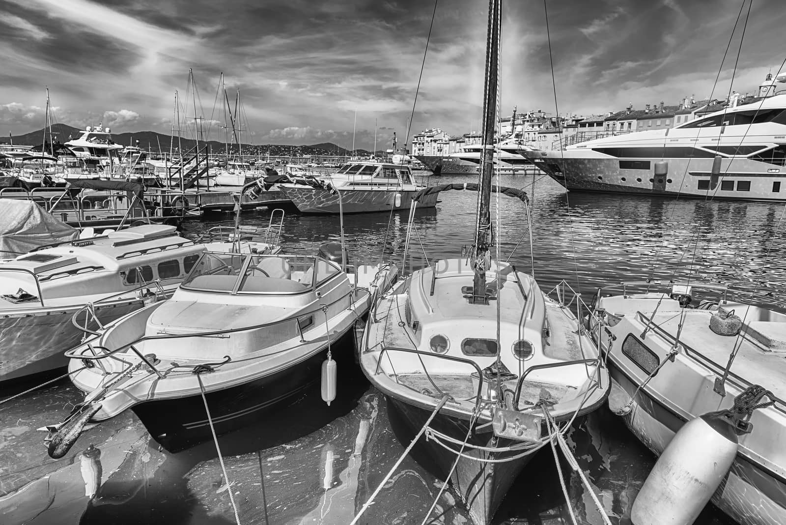 View of the old harbor of Saint-Tropez, Cote d'Azur, France by marcorubino